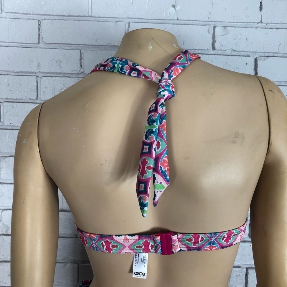 ASOS DESIGN halter plunge mosaic tile print bikini‎ - Picture 4 of 7